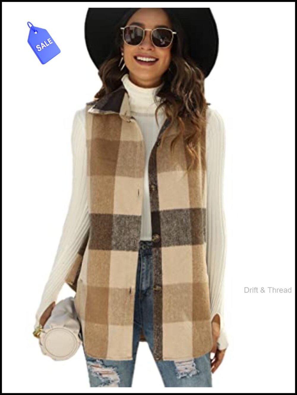 Plaid Flannel Sleeveless Shacket Vest Button Down Layering